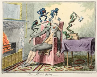 The Head Ache, pub. 1835 (handfärgad gravyr)