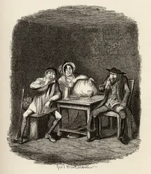 Juden och Morris Bolter börjar förstå varandra, från "The Adventures of Oliver Twist" av Charles Dickens (1812-70) 1838, publicerad av Chapman und Hall, 1901