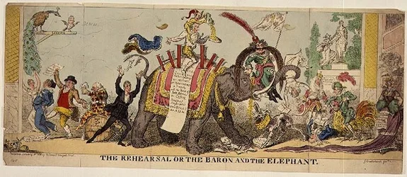 The Repetition or the Baron and the Elephant, satirtryck på Kembles utarbetade produktioner på Covent Garden Theatre med djur