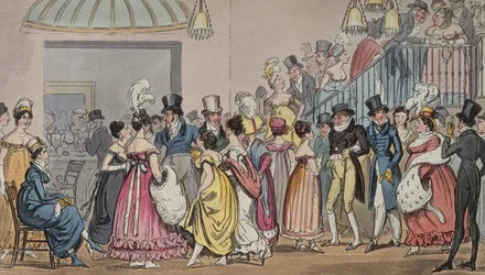 Tom och Jerry i salongen på Covent Garden, från Life in London av Pierce Egan, 1821 (färgad akvatint)
