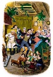 Viktorianskt julkort av George Cruikshank