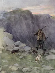 Highland rävjägaren (färg litho)