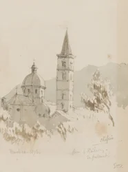 Alassio, från ye Railway, En Passant!, 12 mars 1878 (penna & wc på papper)