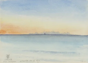 Korsika från San Remo vid soluppgången, 07.30 den 26 november 1877 (wc på papper)