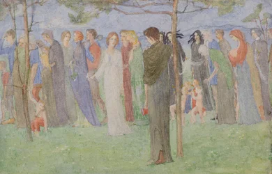 En procession, ca 1898 (akvarell)
