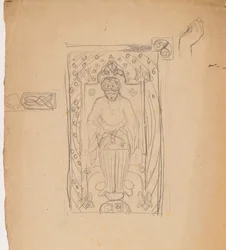 Studie [Figur sittande i en båge]