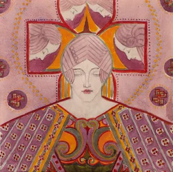 Studie [för dekorativ panel], ca 1898-1901 (akvarell)