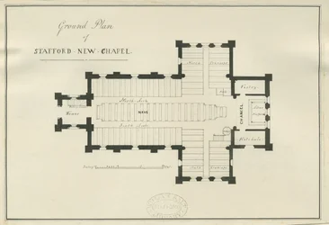 Stafford - Grundplan för Christ Church: ritning med penna och bläck, nd [c 1838] (ritning)