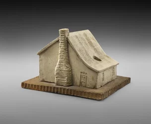Log Cabin Inkwell, ca. 1900 (lergods)
