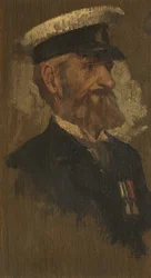Porträtt av E. Gillard, R. Bgde., ca. 1920 (olja på panel)