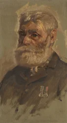 Porträtt av G. Sandford, 28:e, ca. 1920 (olja på panel)