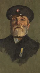 Porträtt av J. Lasbury, R.M.L.I., ca 1920 (olja på panel)