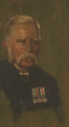 Porträtt av P. Page, 4:e, c. 1920 (olja på panel)