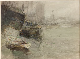 North Shields Fish Quay (akvarell och penna på papper)