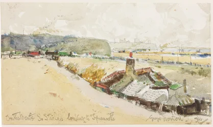 On the Bents, South Shields, Looking to Tynemouth (penna och akvarell på papper)