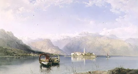 Isola Pescatori från Isola Bella vid Lago Maggiore
