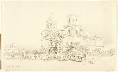 Utan titel (överföringsteckning för San Xavier-missionen, Tucson, Arizona)