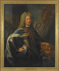 Porträtt av Fredrik I (Frederik I) (1676-1751) Sveriges kung och prins av Finland - Målning av Georg Engelhard Schröder (1684-1750), olja på duk (143x114,5 cm)