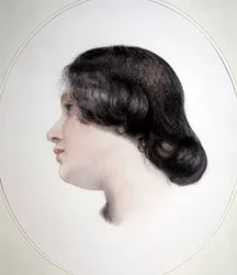 Porträtt av fru Thoby Prinsep, ca 1835 (färgade kritor på papper)