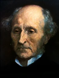 Porträtt av John Stuart Mill. Brittisk filosof och ekonom 1806 till 1873. Målning av G.F.Watts. London National Portrait Gallery