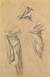 Studier av draperi för dödens figur i "Time, Death and Judgement", 1865-66