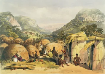 Inanda Kraal, Natal, plåt 25 från The Kafirs Illustrated, 1849