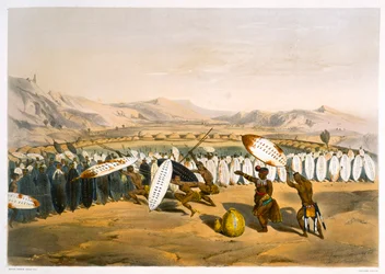 Umpanda granskar sina trupper i Nonduengi, 1849