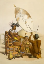 Umpanda, amazulufolkets kung, plansch 11 ur «The Kafirs Illustrated», 1849