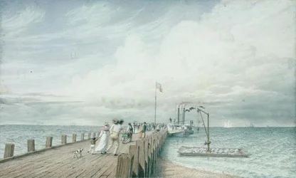 Cumulus eller Thunder Cloud, Portland Pier, Lake Erie, ca 1830-40-talet (akvarell och penna på papper)