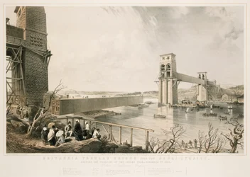 Britannia Tubular Bridge under konstruktion, 3 december 1849