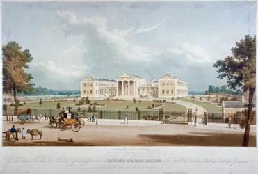 Sydvästlig utsikt över London Orphan Asylum i Lower Clapton, Hackney, London, c1830