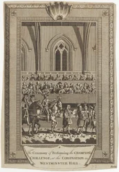 Ceremonin med mästarens utmaning vid kröningen i Westminster Hall