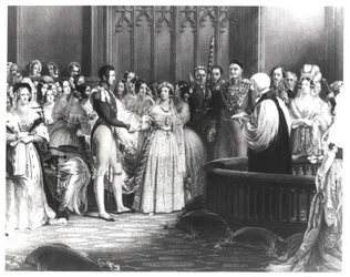 Giftermål mellan drottning Victoria (1819-1901) och prins Albert (1819-61) vid St. James