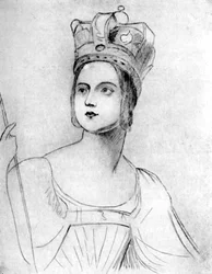 Drottning Victoria i sina kröningskläder, 1837, 1901.