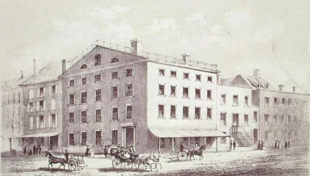 Fraunces Tavern, i hörnet av Broad and Peel Streets, New York City