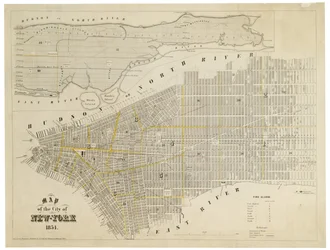 Karta över staden New-York, 1854 (gravyr, bläck på papper.)