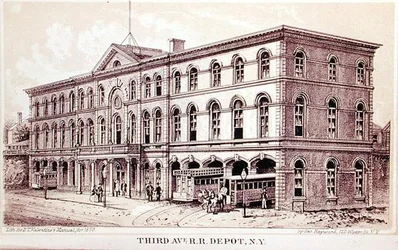 Utsikt över Third Avenue Railroad Depot, illustration för 