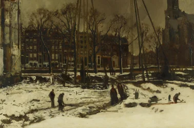 Genombrott på Raadhuisstraat under vintern