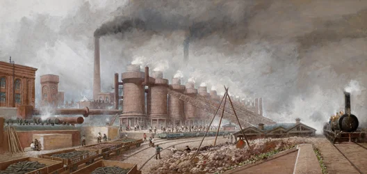 Barrow Haematite Steel Company - masugnar (akvarell)