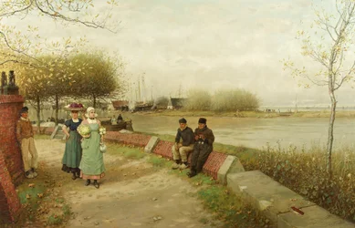 Ett utbyte av komplimanger - Muiden, North Holland, ca 1881 (olja på duk)
