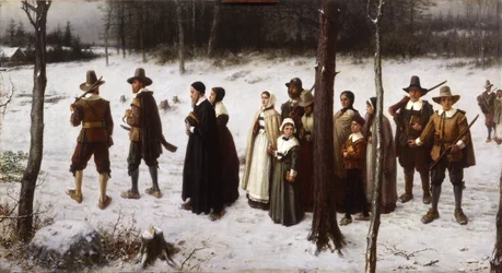 Pilgrimer på väg till kyrkan, 1867