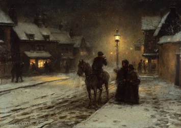 Vinterkväll (olja på panel)