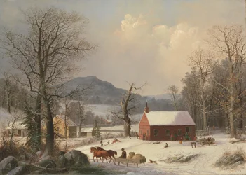 Red School House Country Scene, 1858.