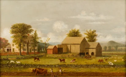 Sommarlandskap på bondgård
