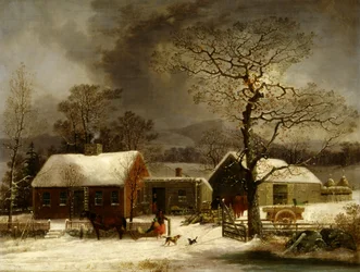 Vinterscen i New Haven, Connecticut, ca. 1858.