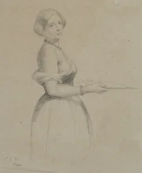 Porträtt av en ung kvinna, 1856 (grafit på brunt vävt papper)