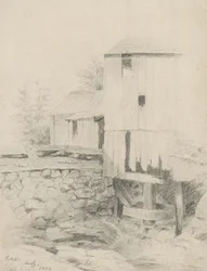 The Old Mill, 1846 (grafit på gulvävt papper)