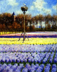 Storkboet, Holland (olja på duk)