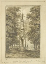 Bristol High Cross som det stod i College Green 1763 (penna och akvarell på papper)