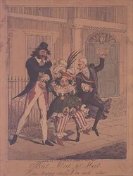 Fladdermus, katt och matta, eller hur lycklig skulle jag kunna vara med någondera - satirisk gravyrpub. av G.Humphrey